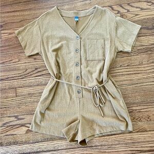 Old Navy Brown Button-Up Romper Size Large